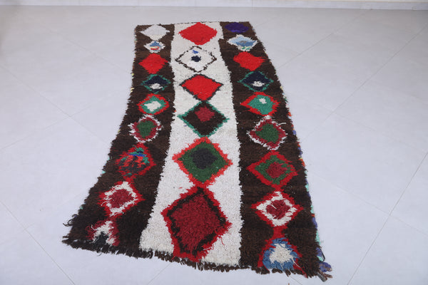 3.4 x 8.2 ft Moroccan berber rug – Geometric diamond shag design