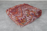 Handwoven Moroccan Floor Cushion – Rust & Burgundy Wool Pouf