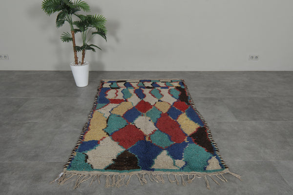 Handmade Moroccan rug - 3.8 FT X 6.5 FT, vibrant abstract design