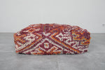 Handwoven Moroccan Floor Cushion – Rust & Burgundy Wool Pouf