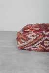 Handwoven Moroccan Floor Cushion – Rust & Burgundy Wool Pouf
