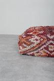 Handwoven Moroccan Floor Cushion – Rust & Burgundy Wool Pouf