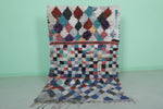 Colorful Moroccan Berber Boucherouite Rug -  3.7 FT × 5.6 FT | Handmade Eco-Friendly Carpet