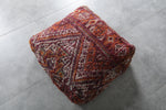 Handwoven Moroccan Floor Cushion – Rust & Burgundy Wool Pouf