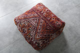 Handwoven Moroccan Floor Cushion – Rust & Burgundy Wool Pouf
