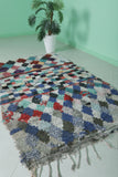 Colorful Moroccan Berber Boucherouite Rug -  3.7 FT × 5.6 FT | Handmade Eco-Friendly Carpet