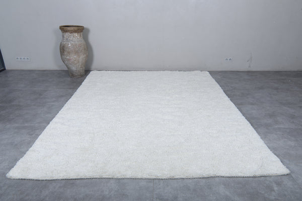 Handwoven custom Moroccan wool rug - All-white elegance