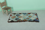 Colorful Moroccan Berber Rug 1.8 X 4 Feet - Handmade Geometric Diamond Pattern