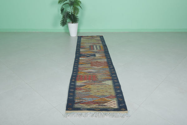 Moroccan runner colorful handwoven kilim | 2 x 8.3 ft