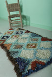 Colorful Moroccan Berber Rug 1.8 X 4 Feet - Handmade Geometric Diamond Pattern