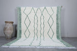 Custom White Moroccan Rug with Green Stripes – Custom Sizes