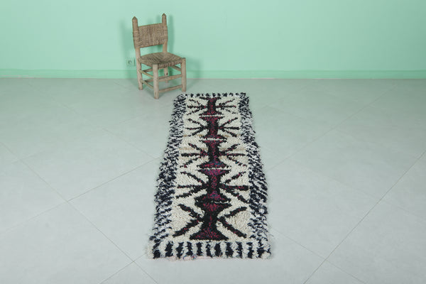 Moroccan berber rug 1.9 X 6.2 Feet - Bold tribal handmade boucherouite