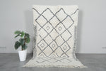 Moroccan Wool Rug 4.8 FT × 7.9 FT | Diamond Design with Black Detailing