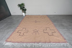 Moroccan Flatweave Wool Rug - 7.3 x 9.3 feet Minimal Tribal Kilim Carpet