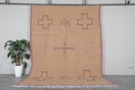 Moroccan Flatweave Wool Rug - 7.3 x 9.3 feet Minimal Tribal Kilim Carpet