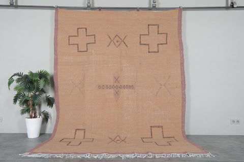 Moroccan Flatweave Wool Rug - 7.3 x 9.3 feet Minimal Tribal Kilim Carpet