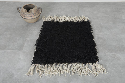 Black Moroccan rug  1.9 FT X 2.1 FT