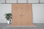 Moroccan Flatweave Wool Rug - 7.3 x 9.3 feet Minimal Tribal Kilim Carpet