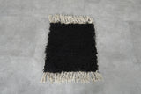 Black Moroccan rug  1.9 FT X 2.1 FT