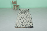 Moroccan Berber Rug - 2.3 x 6.4 ft | Handwoven Ivory & Black Diamond Carpet