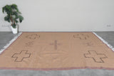 Moroccan Flatweave Wool Rug - 7.3 x 9.3 feet Minimal Tribal Kilim Carpet