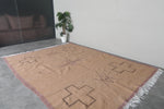 Moroccan Flatweave Wool Rug - 7.3 x 9.3 feet Minimal Tribal Kilim Carpet