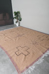 Moroccan Flatweave Wool Rug - 7.3 x 9.3 feet Minimal Tribal Kilim Carpet