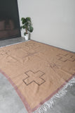 Moroccan Flatweave Wool Rug - 7.3 x 9.3 feet Minimal Tribal Kilim Carpet