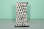Moroccan Berber Rug - 2.3 x 6.4 ft | Handwoven Ivory & Black Diamond Carpet