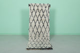 Moroccan Berber Rug - 2.3 x 6.4 ft | Handwoven Ivory & Black Diamond Carpet