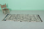 Moroccan Berber Rug - 2.3 x 6.4 ft | Handwoven Ivory & Black Diamond Carpet