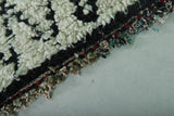 Moroccan Berber Rug - 2.3 x 6.4 ft | Handwoven Ivory & Black Diamond Carpet