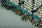 Moroccan Berber Rug - 2.3 x 6.4 ft | Handwoven Ivory & Black Diamond Carpet