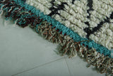 Moroccan Berber Rug - 2.3 x 6.4 ft | Handwoven Ivory & Black Diamond Carpet