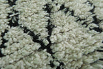 Moroccan Berber Rug - 2.3 x 6.4 ft | Handwoven Ivory & Black Diamond Carpet
