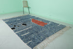 Blue Moroccan Azilal Handmade Rug - 5.2 FT X 8.3 FT | Unique Abstract Berber Carpet