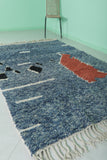 Blue Moroccan Azilal Handmade Rug - 5.2 FT X 8.3 FT | Unique Abstract Berber Carpet