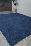 Blue Moroccan Rug - Handmade Wool Rug - Custom Size