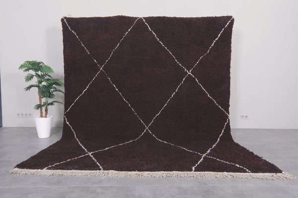 Handmade dark brown Moroccan rug - Custom size available