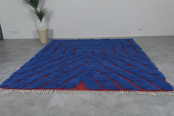 Blue Moroccan rug - Handwoven wool rug - Custom design