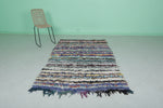 Handmade Boucherouite Berber Moroccan Rug – 4.2 x 7 FT | Colorful Striped Rug