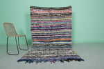 Handmade Boucherouite Berber Moroccan Rug – 4.2 x 7 FT | Colorful Striped Rug