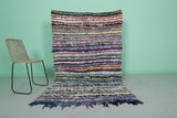 Handmade Boucherouite Berber Moroccan Rug – 4.2 x 7 FT | Colorful Striped Rug