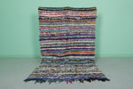 Handmade Boucherouite Berber Moroccan Rug – 4.2 x 7 FT | Colorful Striped Rug