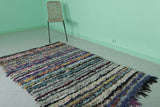 Handmade Boucherouite Berber Moroccan Rug – 4.2 x 7 FT | Colorful Striped Rug