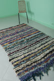 Handmade Boucherouite Berber Moroccan Rug – 4.2 x 7 FT | Colorful Striped Rug