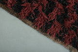 Authentic Moroccan Berber Boucherouite Shag Rug - 2.6 FT X 5.5 FT | Bold Red & Black Checkered Pattern