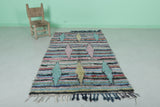 Colorful Moroccan Boucherouite Rug - 3.6 FT X 6.1 FT | Handmade Berber Carpet