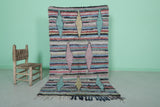 Colorful Moroccan Boucherouite Rug - 3.6 FT X 6.1 FT | Handmade Berber Carpet