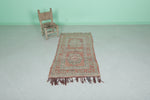 Old Vintage Handmade Berber Rug | 2.5 x 5.1 ft